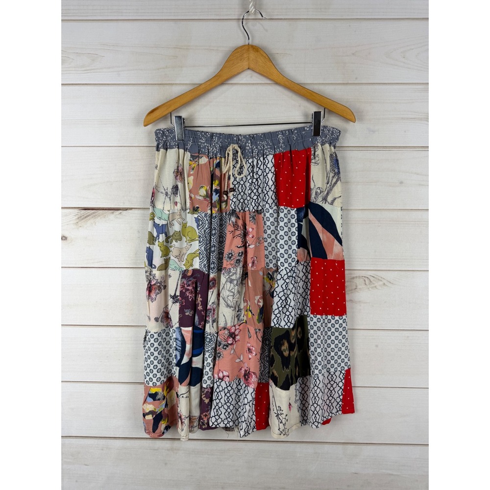 Just Cruising Skirt Free Size Multi-Color Patchwork Floral Polka Dot Midi Boho